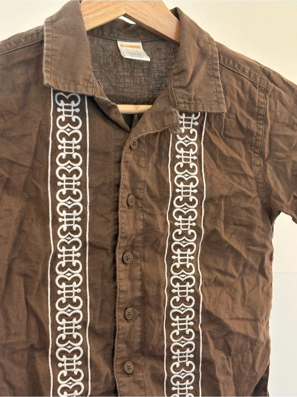 Gymboree Kids Brown Embroidered shirt | Linen & Cotton